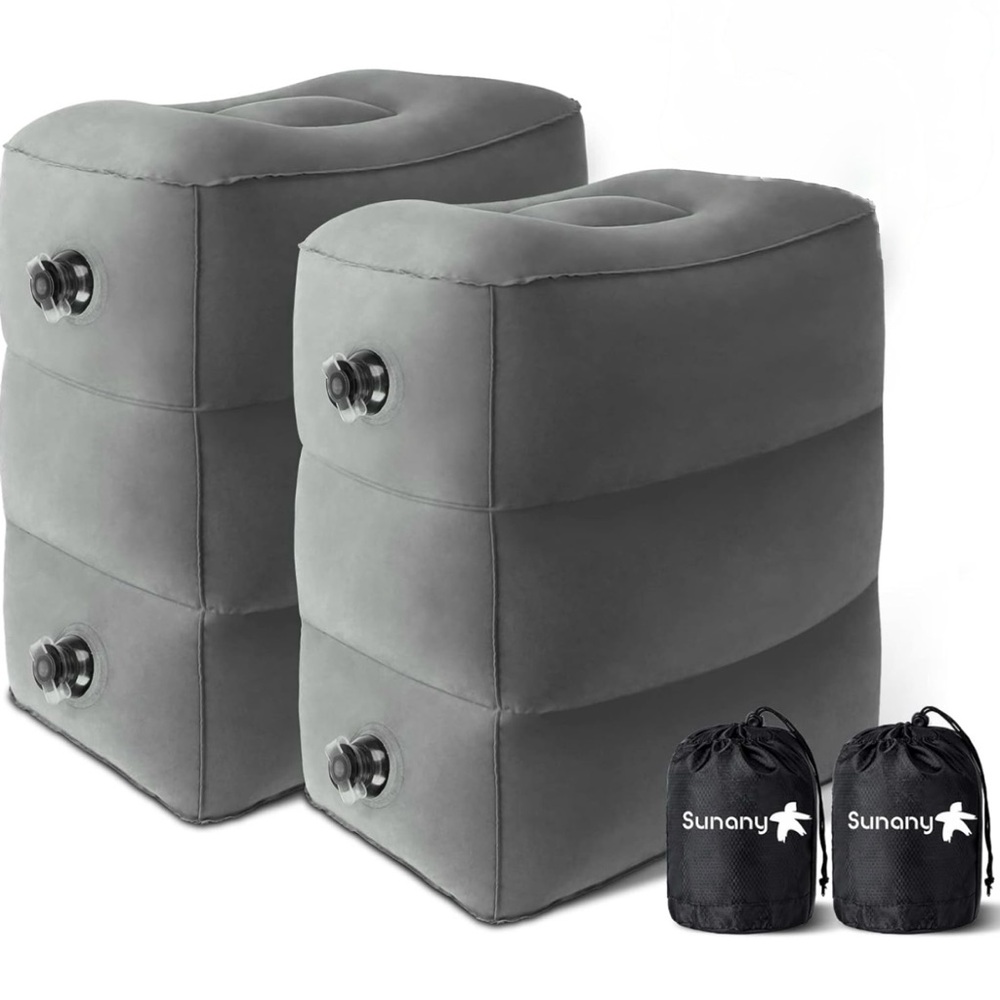 NEW! 2x Sunany Inflatable Foot Rest Pillow for Airplane